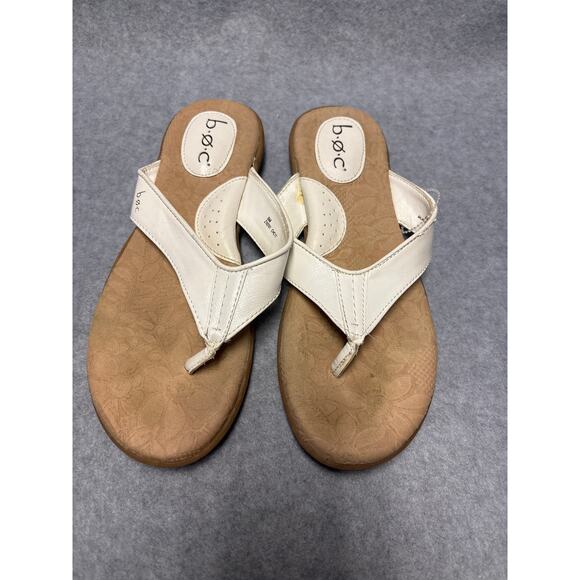 Born B.O.C. Thong Slipper Sandals Flip Flop Women's Size 8M White Leather Casual - Picture 3 of 6